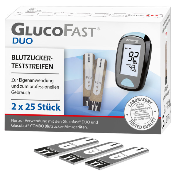 Glucofast Duo Blutzucker-Teststreifen - 2 x 25 Stück