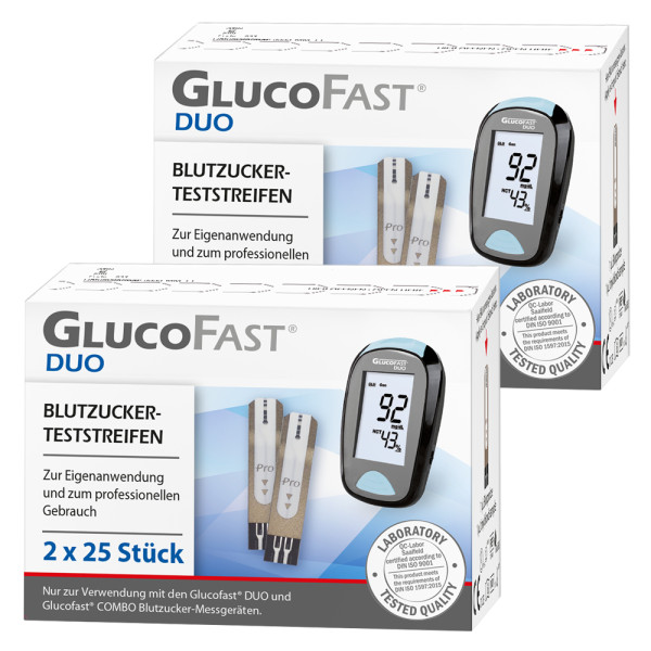 Glucofast Duo Blutzucker-Teststreifen - 4 x 25 Stück (100 Stück)