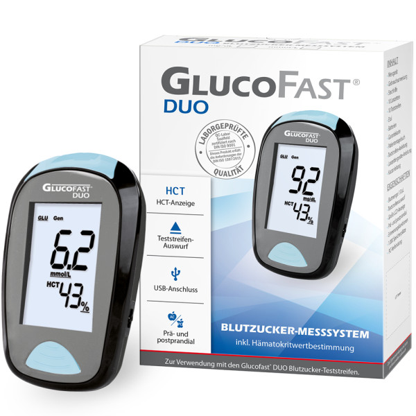 Glucofast Duo Blutzucker-Messsystem - Starterset mg/dL oder mmol/L