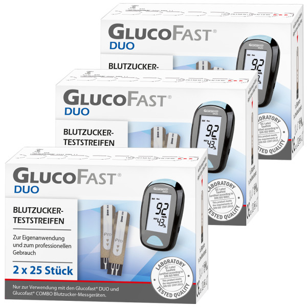 Glucofast Duo Blutzucker-Teststreifen - 6 x 25 Stück (150 Stück)