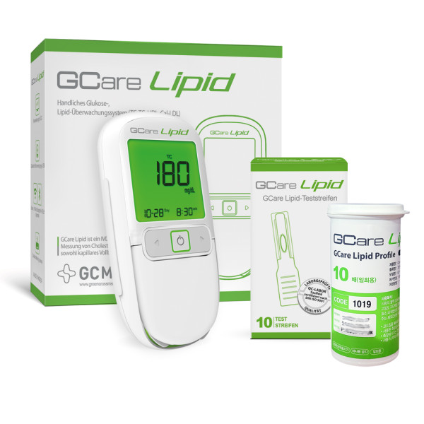 GCare LIPID Analyser mit 10 Cholesterin Teststeifen etc.